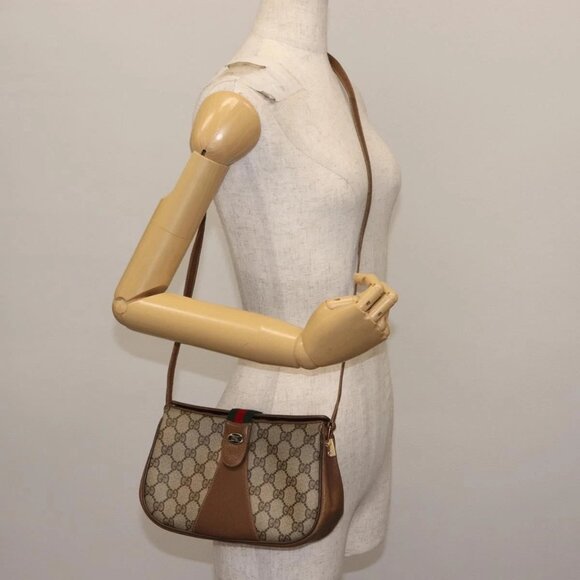 【GUCCI】アタッシュケース　シェリーライン　マイクロGG PVC ベージュ ベージュ PVC 【GUCCI】アタッシュケース シェリーライン マイクロGG